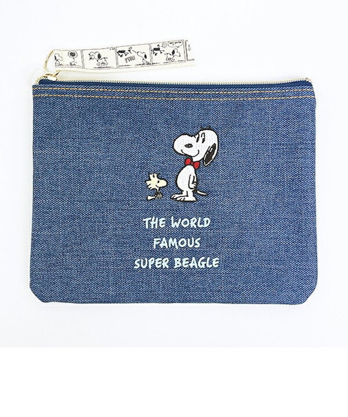 スヌーピー フラットポーチ ボウタイ ネイビー SNOOPY
