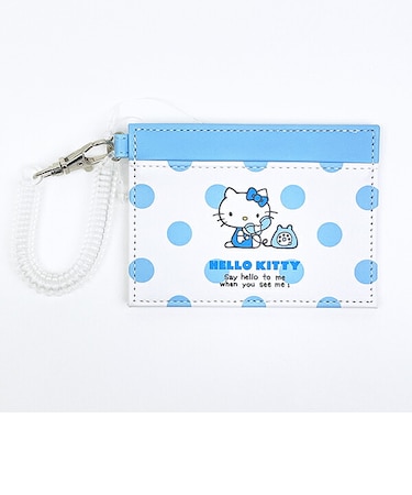 サンリオ ハローキティ パスケース 電話ドット 水色 定期入れ Sanrio