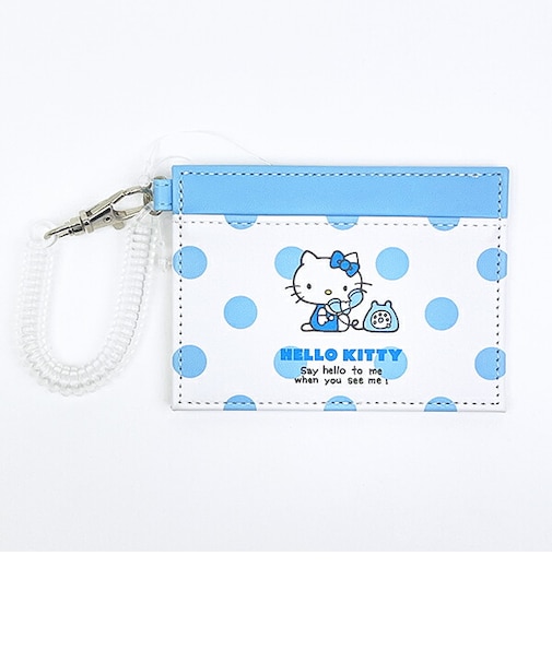 サンリオ ハローキティ パスケース 電話ドット 水色 定期入れ Sanrio