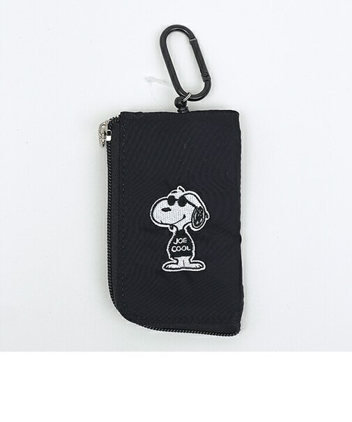 スヌーピー ジョークール キーパスポーチ 正面 ブラック SNOOPY