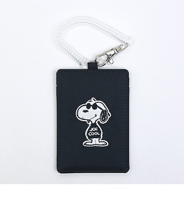 スヌーピー ジョークール シングルパスケース 正面 ブラック SNOOPY