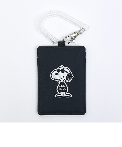 スヌーピー ジョークール シングルパスケース 正面 ブラック SNOOPY