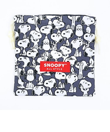 スヌーピー 巾着 S 総柄オールスタイル グレー SNOOPY