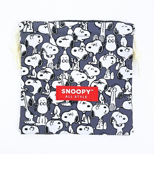 スヌーピー 巾着 S 総柄オールスタイル グレー SNOOPY