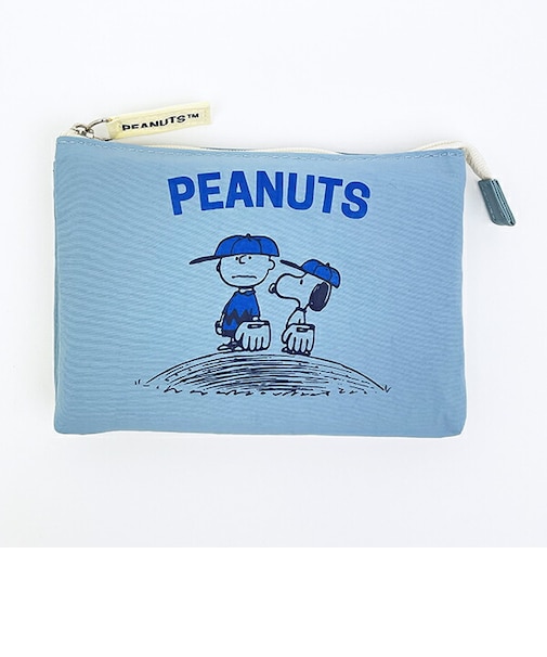 スヌーピー 3ポケットポーチ BASEBALL PEANUT グレー SNOOPY