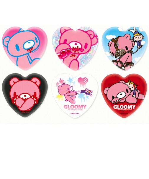 GLOOMY(グルーミー) ハート型缶バッジ 日本製【全6種類のうちランダムで1点】