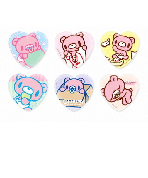 GLOOMY(グルーミー) ベビーグルーミー ハート型缶バッジ 日本製【全6種類のうちランダムで1点】
