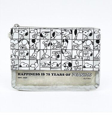 スヌーピー フラットポーチ 75th グレー SNOOPY