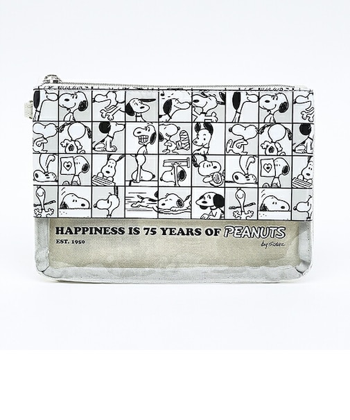 スヌーピー フラットポーチ 75th グレー SNOOPY