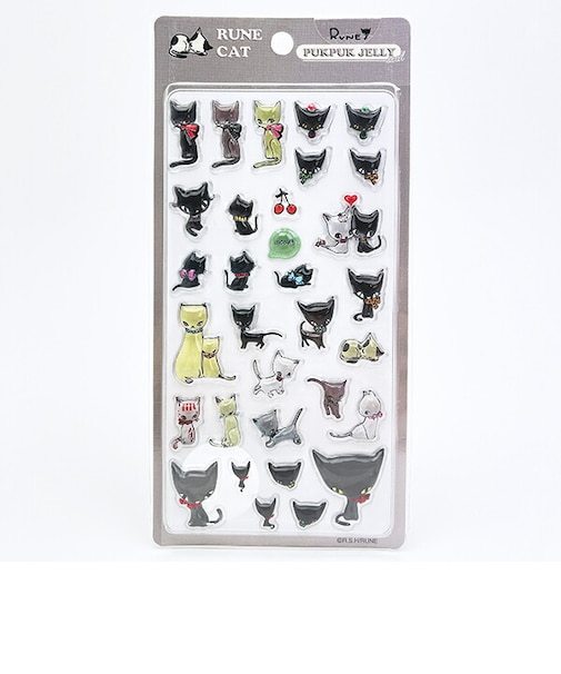 内藤ルネ キャット2 ぷくぷくジェリーシール 立体シール 文具