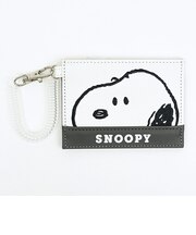 スヌーピー フェイスアップ 刺繍 シングルパスケース 定期入れ SNOOPY