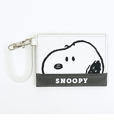 スヌーピー フェイスアップ 刺繍 シングルパスケース 定期入れ SNOOPY
