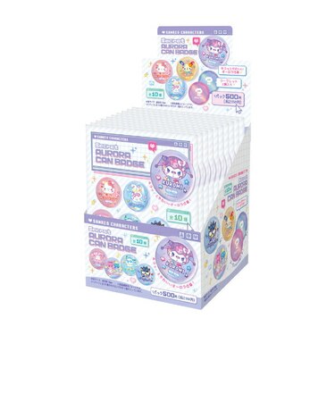 サンリオキャラクターズ シークレットオーロラ缶バッジ 全10種 コンプリートBOX でこらちっく Sanrio