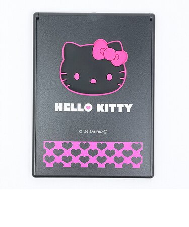 サンリオ ハローキティ マスコット付きミラー(Lサイズ) ブラックピンク 鏡 Sanrio