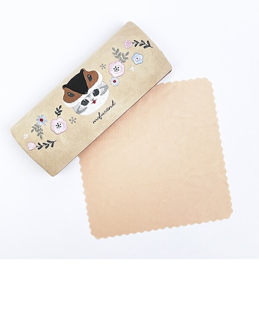 モフサンド りすにゃん メガネケース ベージュ ボタニカル mofusand