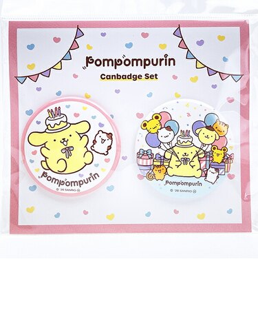 サンリオ ポムポムプリン 缶バッジ2個セット バースデー 日本製 Sanrio