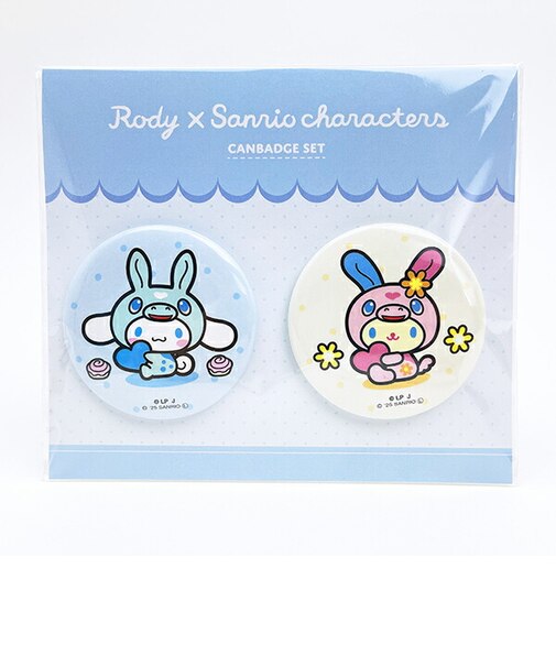 サンリオ シナモロール & ウサハナ × ロディ 缶バッチ2個セット シナモン 日本製 Sanrio