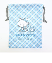 サンリオ ハローキティ マチ付き巾着 (電話チェック) みずいろ 日本製 Sanrio