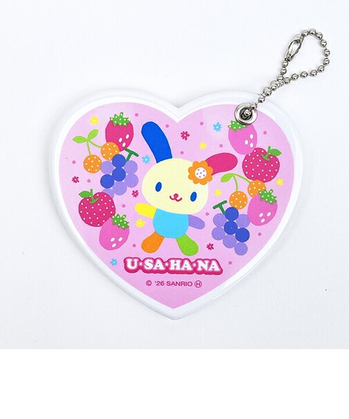 サンリオ ウサハナ ハート型スライドミラー ピンク Sanrio