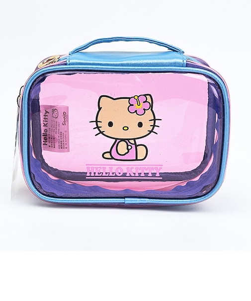 サンリオ 日焼けキティ クリアポーチ ピンク×スカイブルー Sanrio