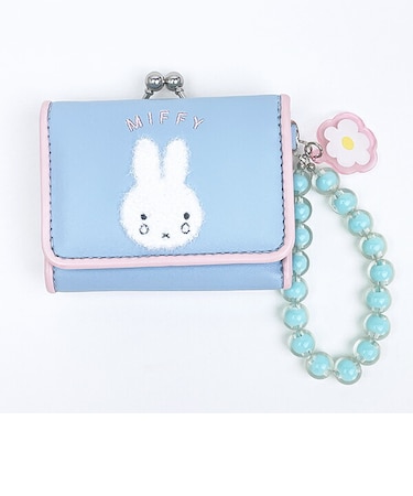 ミッフィー miffy なきがお 三つ折り財布 (ブルー) ビジューシリーズ