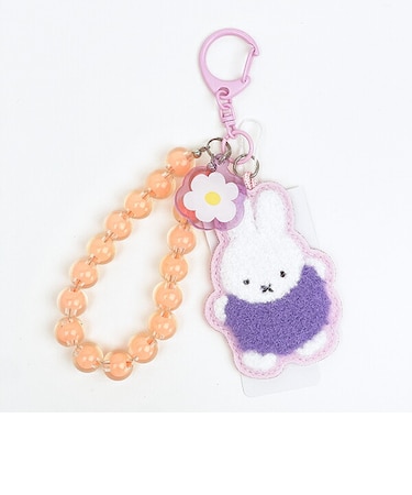 ミッフィー miffy おかお ワッペンキーホルダー (ピンク) ビジューシリーズ