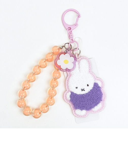ミッフィー miffy おかお ワッペンキーホルダー (ピンク) ビジューシリーズ