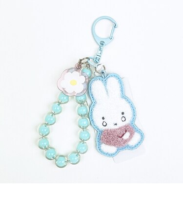 ミッフィー miffy なきがお ワッペンキーホルダー (ブルー) ビジューシリーズ