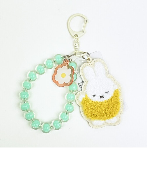ミッフィー miffy おやすみ ワッペンキーホルダー (イエロー) ビジューシリーズ