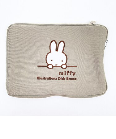 ミッフィー miffy フラットポーチ グレージュ ミッフィーフェイス トラベル