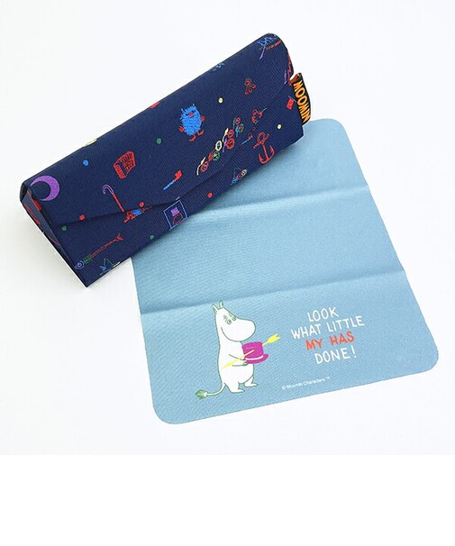 ムーミン ジャガード折りたたみメガネケース ネイビー Playful MOOMIN