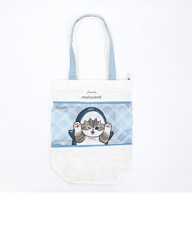 モフサンド サメにゃん 伸びるトートバッグ ブルー mofusand