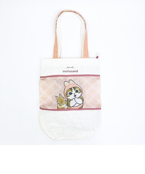 モフサンド うさにゃん 伸びるトートバッグ ピンク mofusand