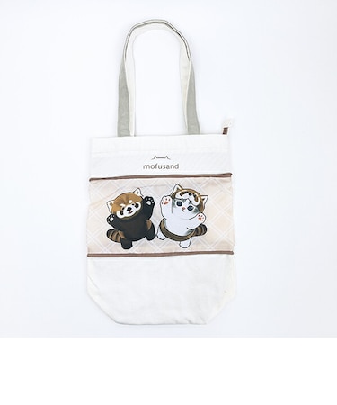 モフサンド アライグマにゃん 伸びるトートバッグ ベージュ mofusand
