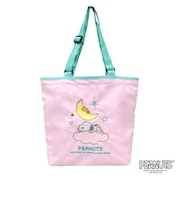スヌーピー 折りたたみトートバッグ (ピンク×グリーン) SNOOPY