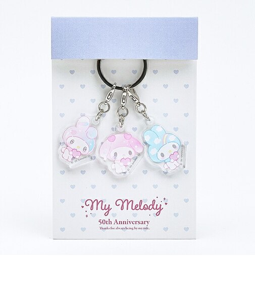 サンリオ マイメロディ 50th 3連アクリルキーホルダー C ガーリーポップハート 日本製 Sanrio