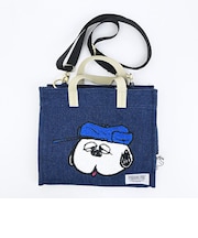 スヌーピー オラフ 2WAYトートバッグ(M) さがら刺繍 デニムブルー SNOOPY