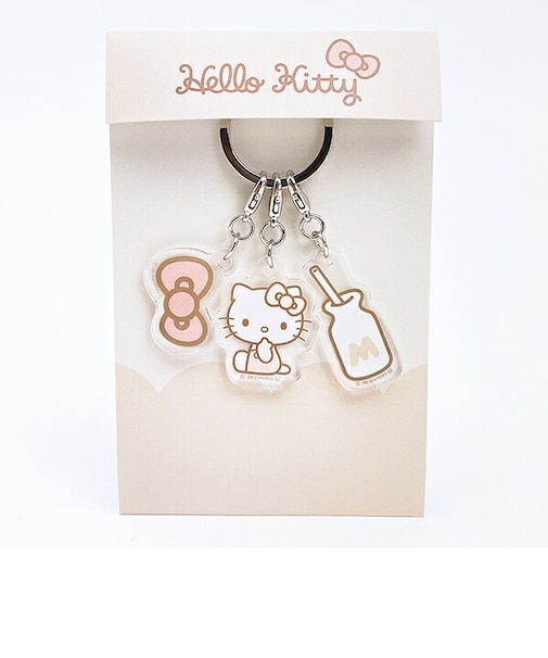 サンリオ ハローキティ 3連アクリルキーホルダー アイボリー モノクロ 日本製 Sanrio