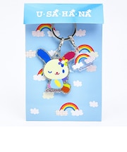サンリオ ウサハナ 2連ラメ入りアクリルキーホルダー (にじ) Sanrio
