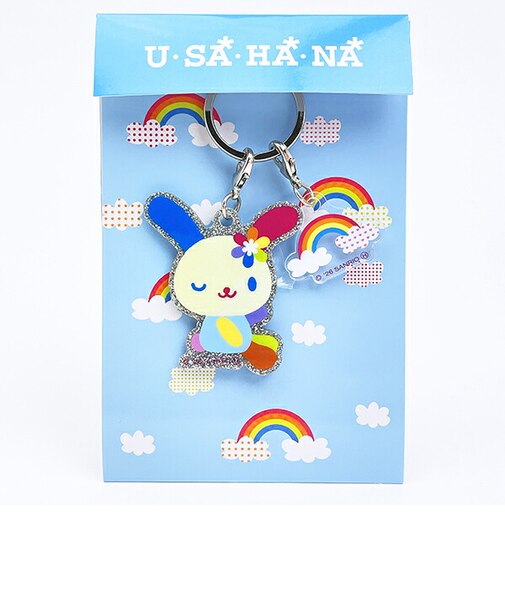 サンリオ ウサハナ 2連ラメ入りアクリルキーホルダー (にじ) Sanrio