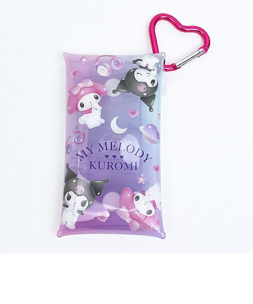 サンリオ マイメロディ&クロミ ハートカラビナクリアマルチケース(S) ちらし 日本製 Sanrio