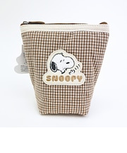 スヌーピー ポーチ ベージュチェック サガラワッペンシリーズ SNOOPY