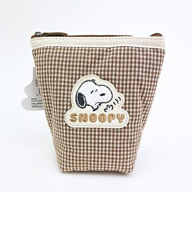 スヌーピー ポーチ ベージュチェック サガラワッペンシリーズ SNOOPY