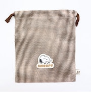 スヌーピー 巾着 ベージュチェック サガラワッペンシリーズ SNOOPY