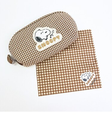 スヌーピー メガネケース ベージュチェック サガラワッペンシリーズ SNOOPY