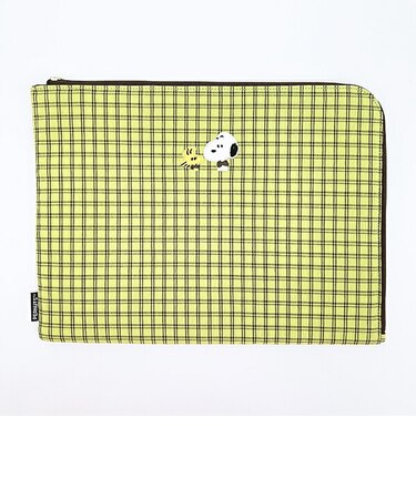 スヌーピー フラットケース グリーン チェックワッペンシリーズ SNOOPY