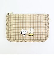スヌーピー パスポートケース ベージュ チェックワッペンシリーズ SNOOPY