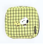 スヌーピー スクエアポーチ グリーン チェックワッペンシリーズ SNOOPY