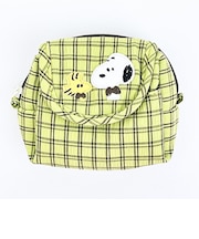 スヌーピー フラップ付きポーチ グリーン チェックワッペンシリーズ SNOOPY
