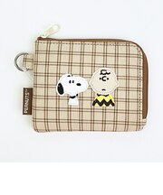 スヌーピー スリムウォレット ベージュ 財布 チェックワッペンシリーズ SNOOPY